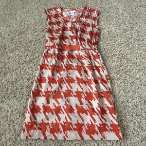 Esley Anthropologie Size Small Orange Hounds Tooth Pencil Career Dress